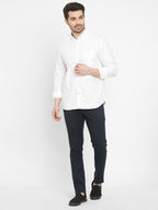 Men's White 100% Cotton Regular Fit Shirt