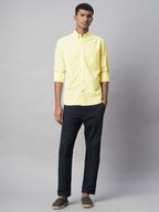 Men's Yellow 100% Cotton Regular Fit Shirt