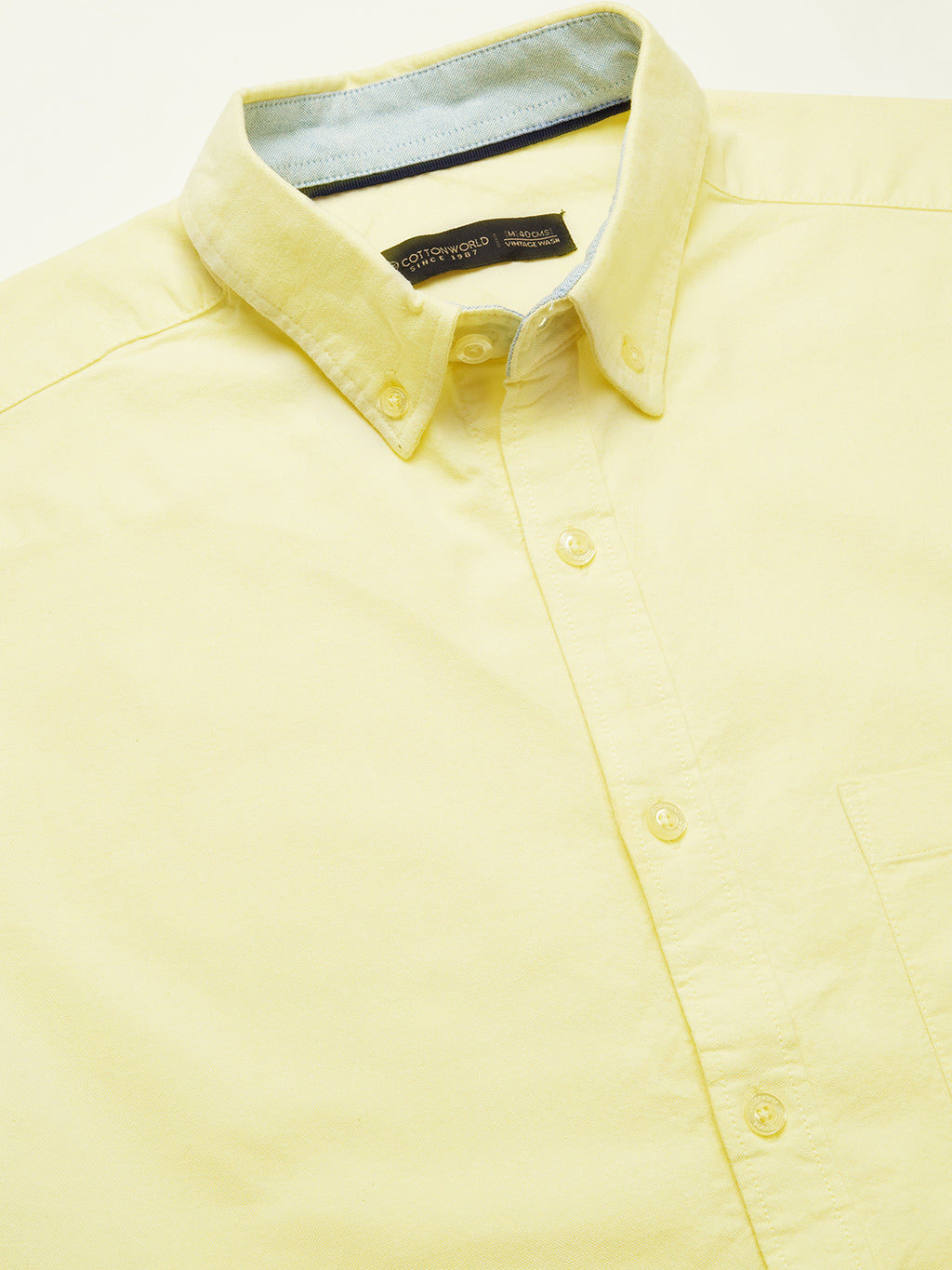 Men's Yellow 100% Cotton Regular Fit Shirt