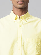 Men's Yellow 100% Cotton Regular Fit Shirt