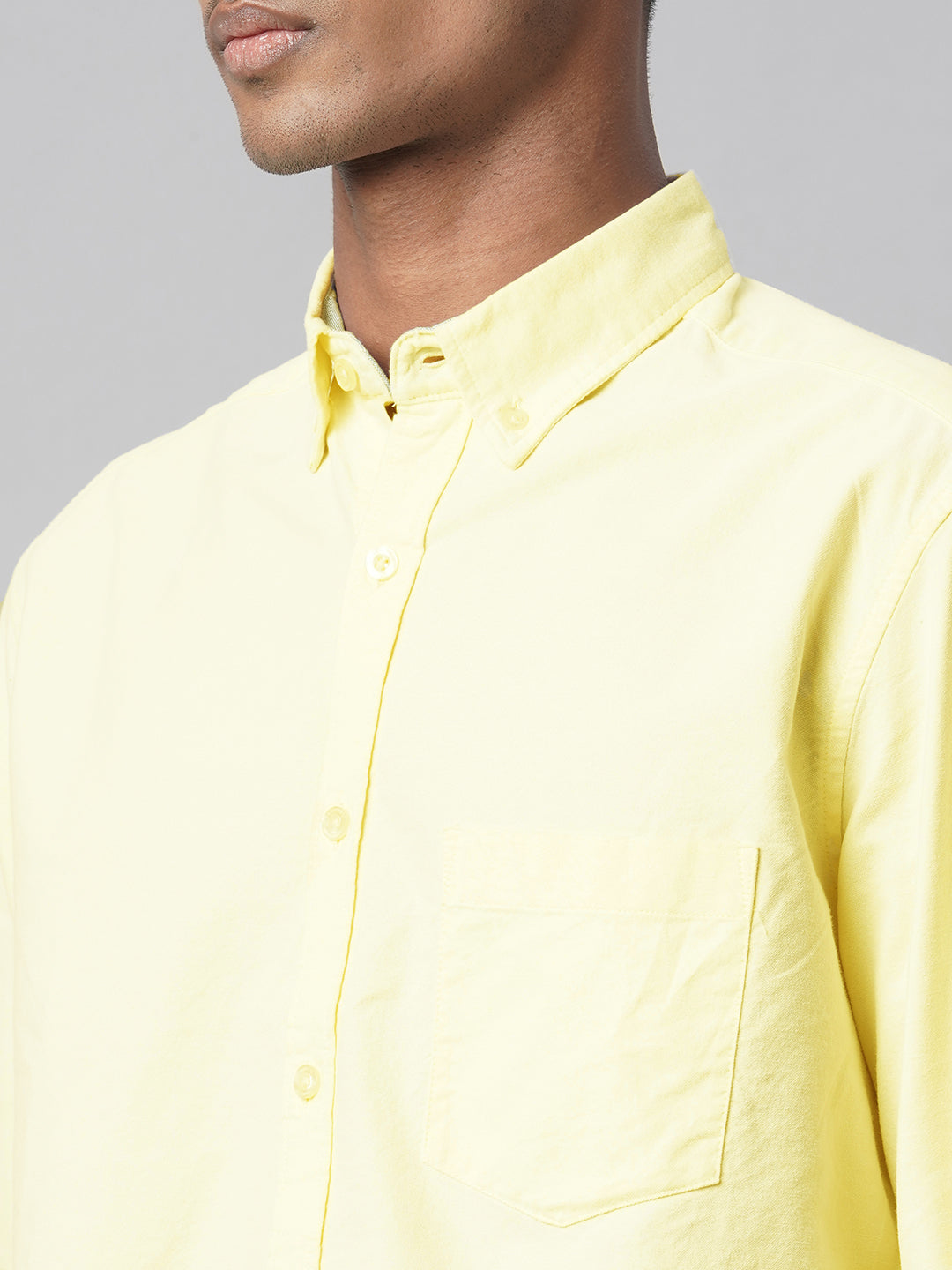 Men's Yellow 100% Cotton Regular Fit Shirt