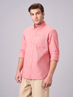 Men’s Cotton Regular Fit Button Down Full Sleeve Shirt Brick