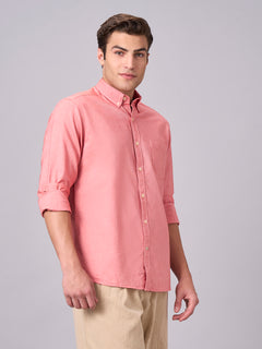 Men’s Cotton Regular Fit Button Down Full Sleeve Shirt Brick