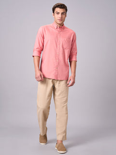 Men’s Cotton Regular Fit Button Down Full Sleeve Shirt Brick