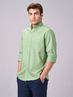 Men's Green 100% Cotton Regular Fit Shirt