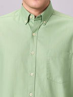Men's Green 100% Cotton Regular Fit Shirt