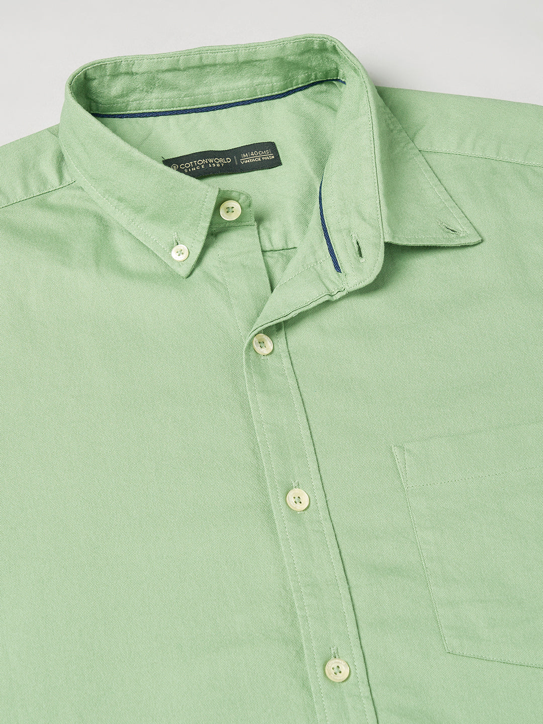 Men's Green 100% Cotton Regular Fit Shirt