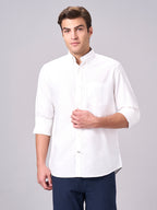 Men's White 100% Cotton Regular Fit Shirt