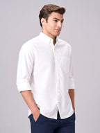 Men's White 100% Cotton Regular Fit Shirt