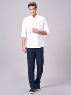 Men's White 100% Cotton Regular Fit Shirt