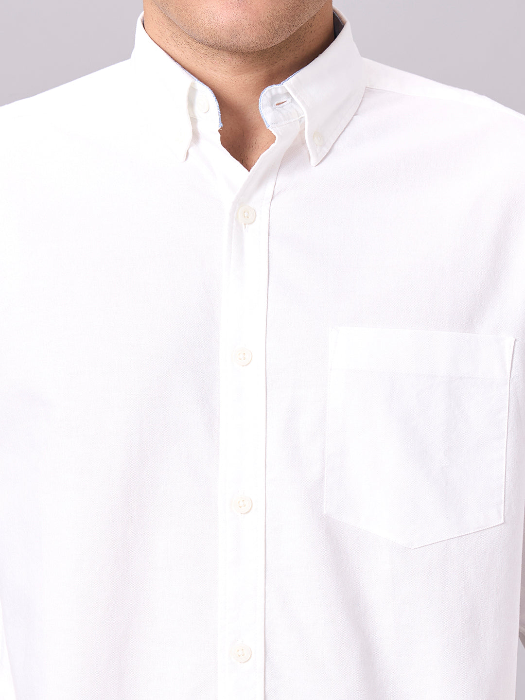 Men's White 100% Cotton Regular Fit Shirt