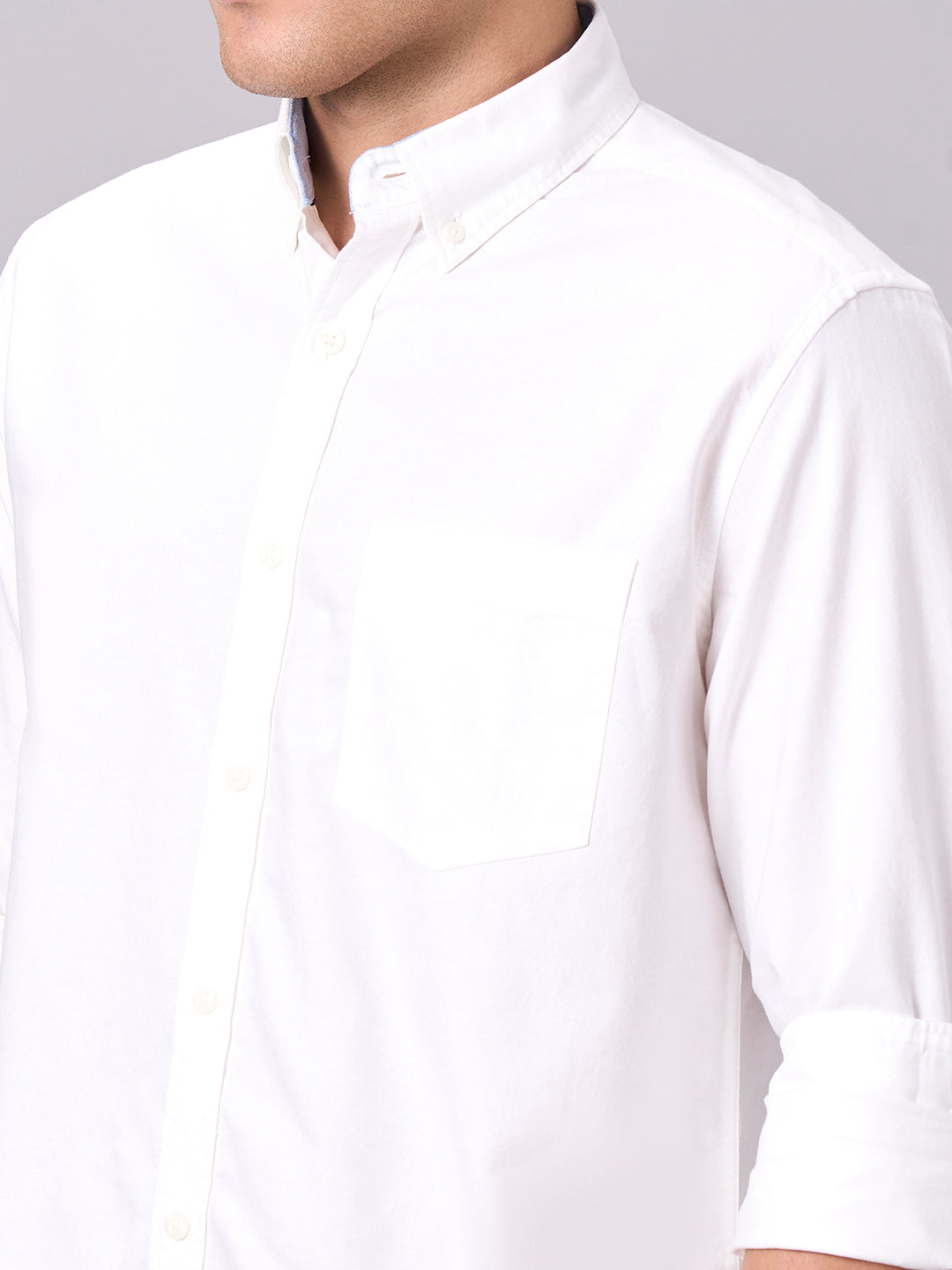 Men's White 100% Cotton Regular Fit Shirt