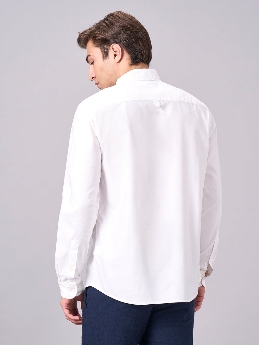 Men's White 100% Cotton Regular Fit Shirt