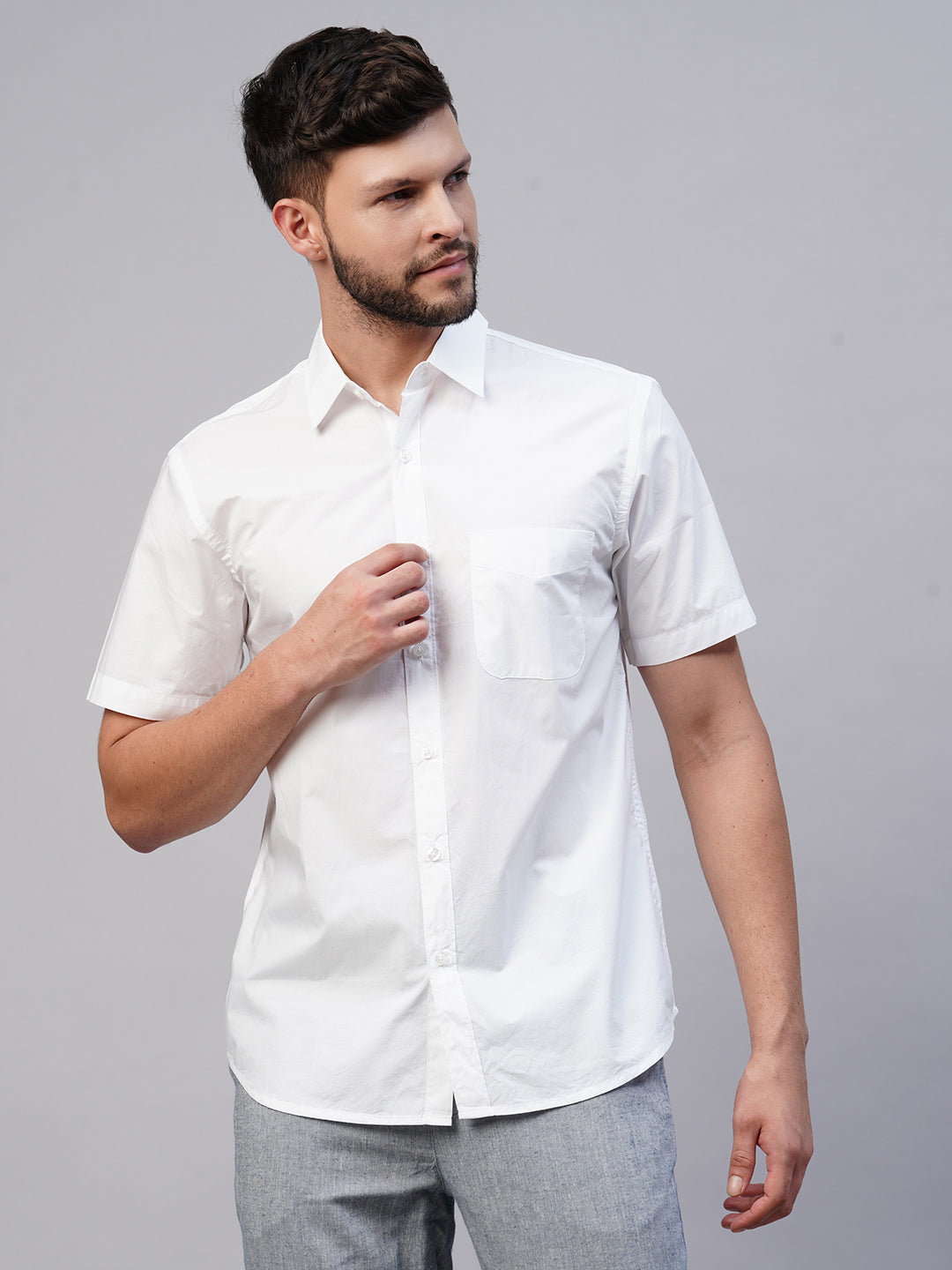 Men's Cotton White Regular Fit shirt
