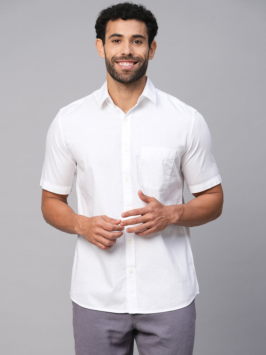 Men's Cotton White Regular Fit Shirt