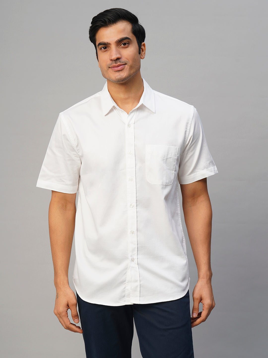 Men's White Cotton Regular Fit Shirt