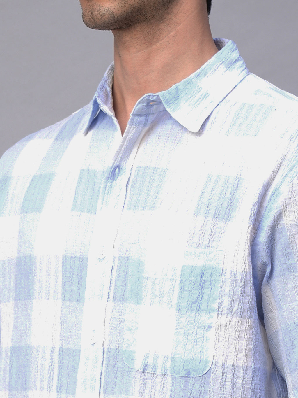 Men's Blue Cotton Lycra Regular Fit Shirt