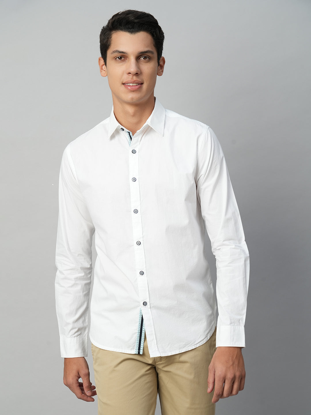 Men's White Cotton Slim Fit Shirt