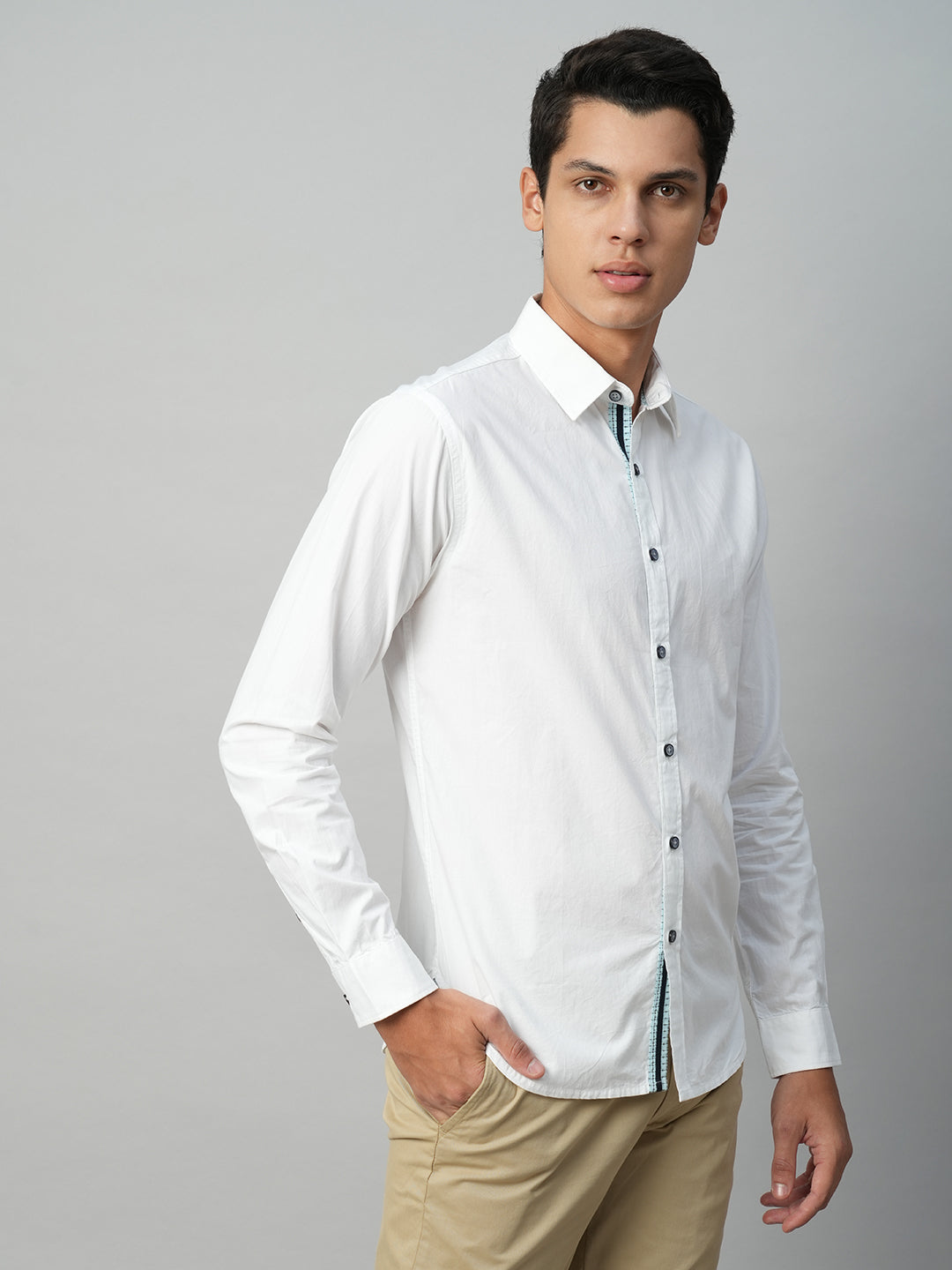 Men's White Cotton Slim Fit Shirt