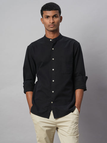 Men's Black 100% Cotton Regular Fit Shirt
