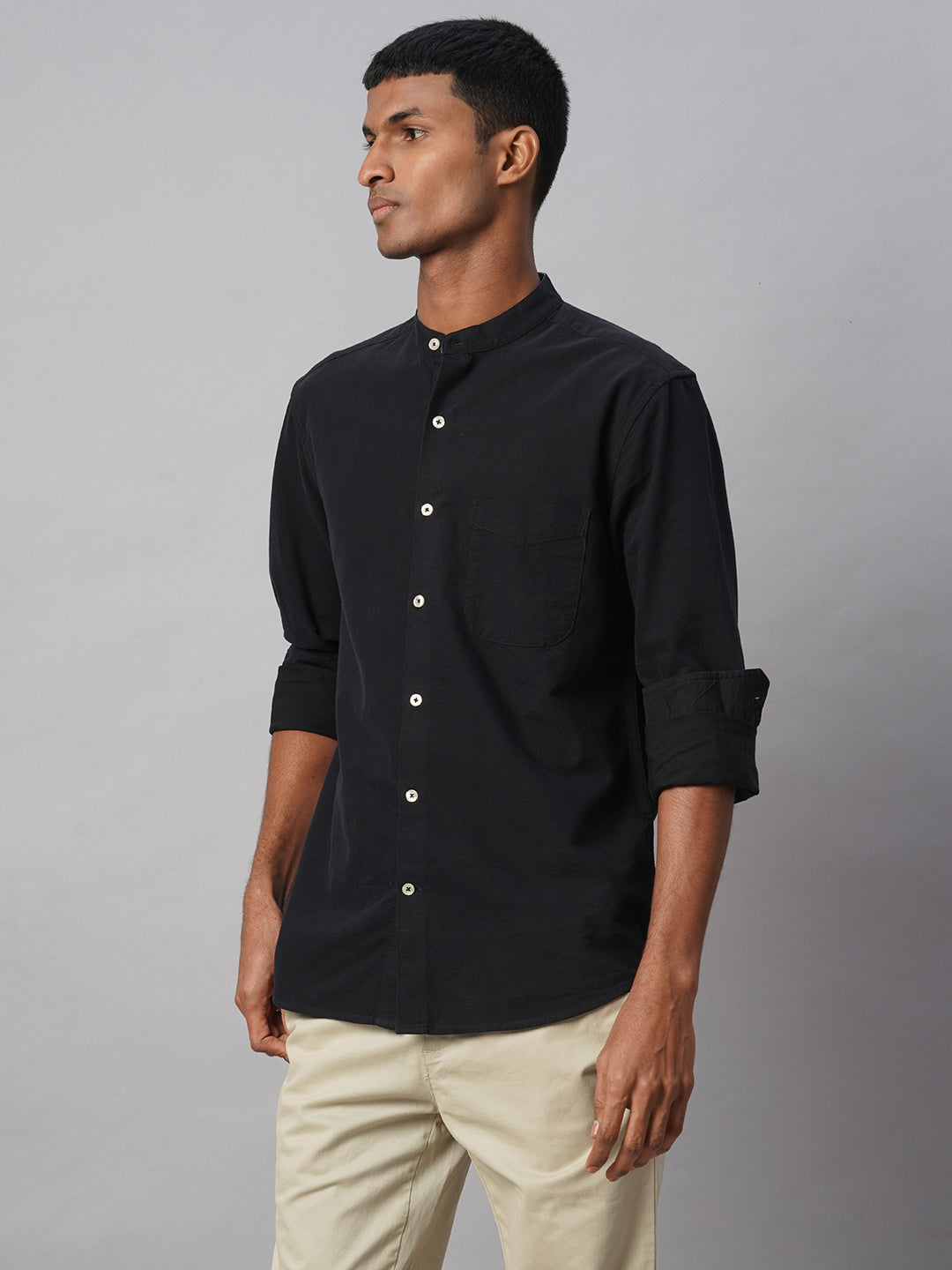 Men's Black 100% Cotton Regular Fit Shirt