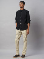 Men's Black 100% Cotton Regular Fit Shirt