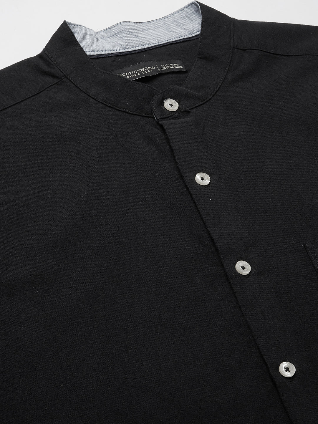 Men's Black 100% Cotton Regular Fit Shirt