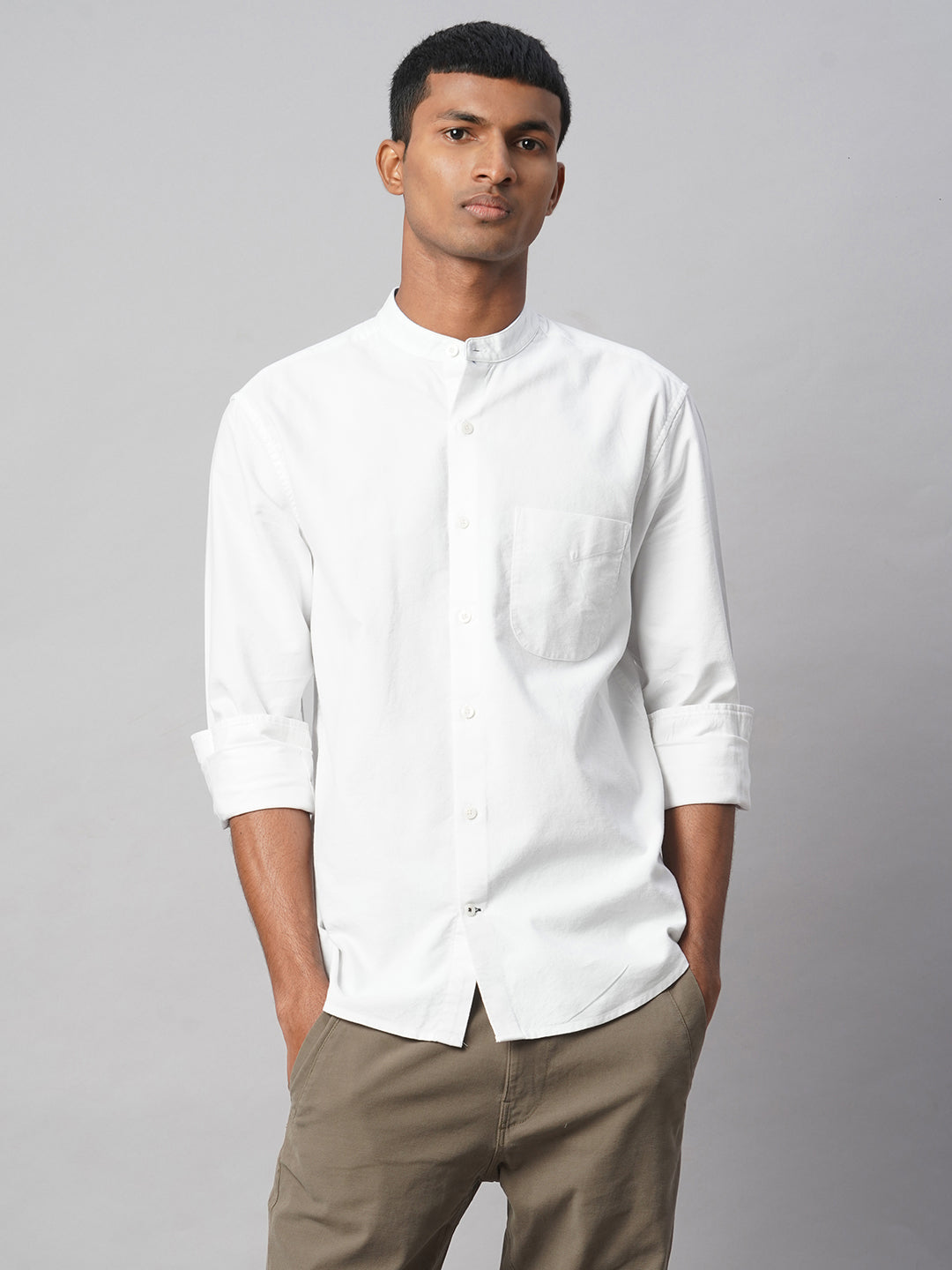 Men's White 100% Cotton Regular Fit Shirt