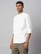 Men's White 100% Cotton Regular Fit Shirt