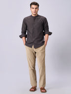 Men's Brown 100% Cotton Regular Fit Shirt