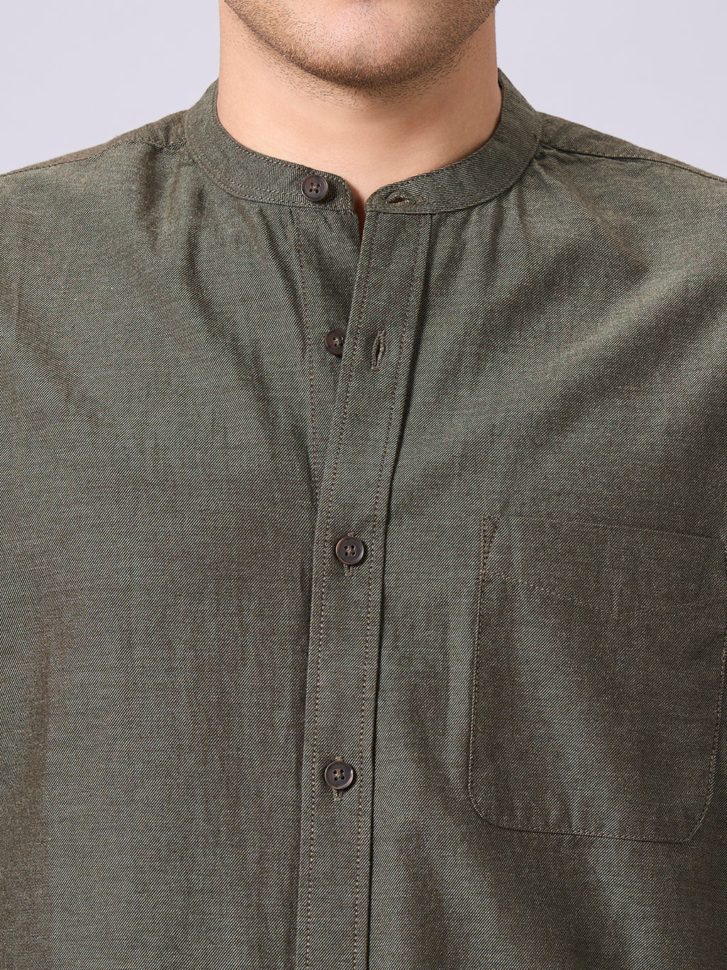 Men's Olive 100% Cotton Regular Fit Shirt