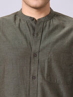 Men's Olive 100% Cotton Regular Fit Shirt
