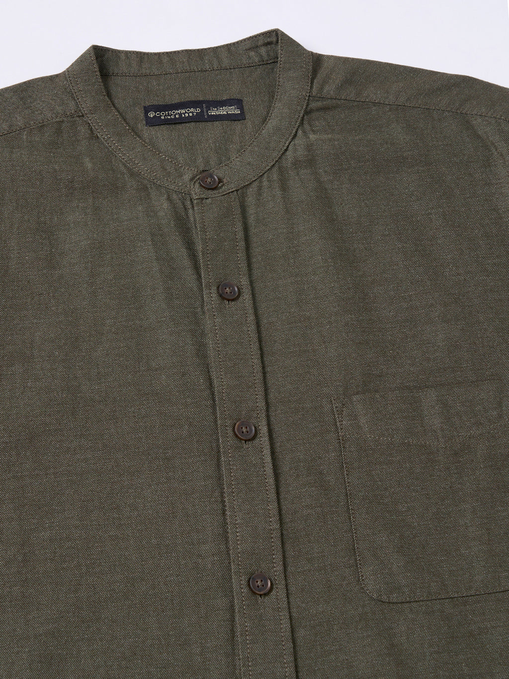 Men's Olive 100% Cotton Regular Fit Shirt