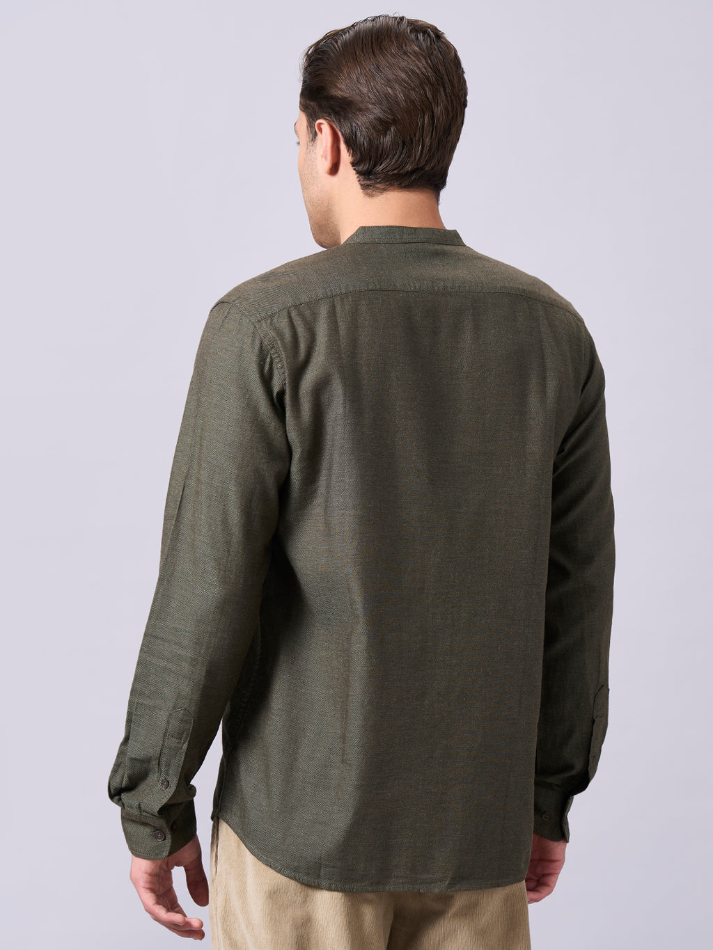 Men's Olive 100% Cotton Regular Fit Shirt