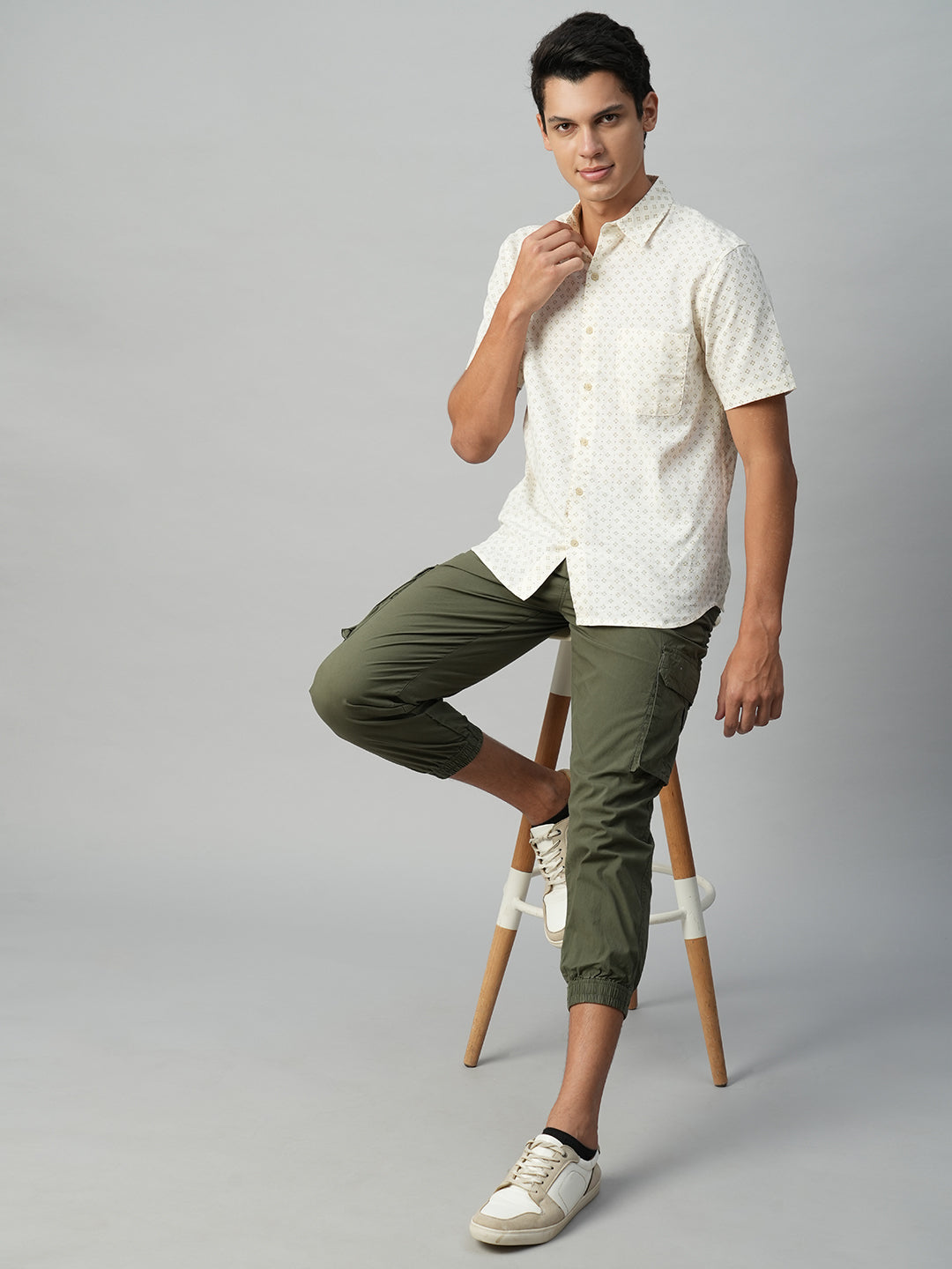 Men's Linen Cotton Offwhite Regular Fit Shirt