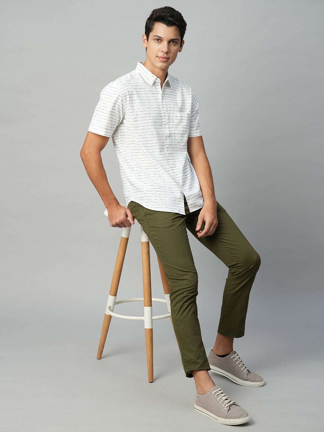 Men's Linen Cotton White Regular Fit Shirt
