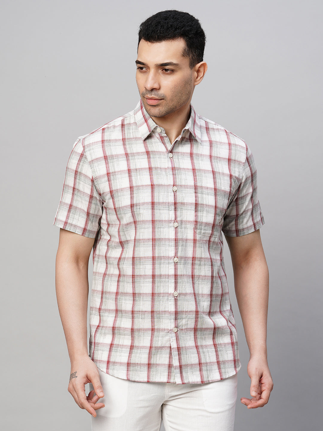 Men's Cotton Red Regular Fit Shirt