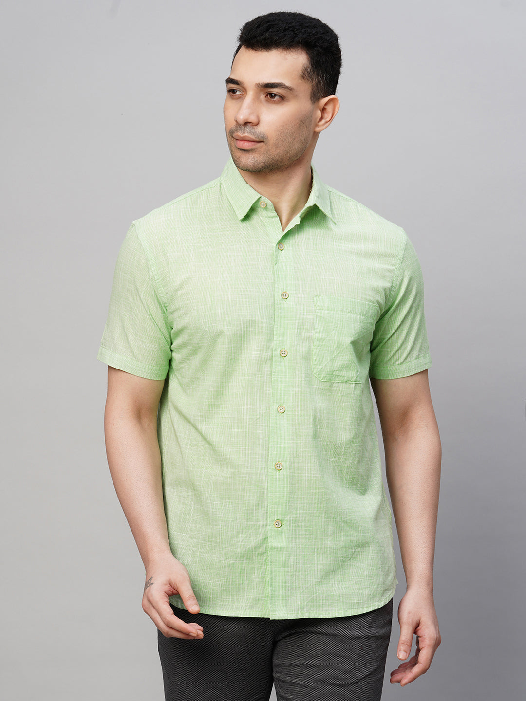 Men's Cotton Green Regular Fit Shirt