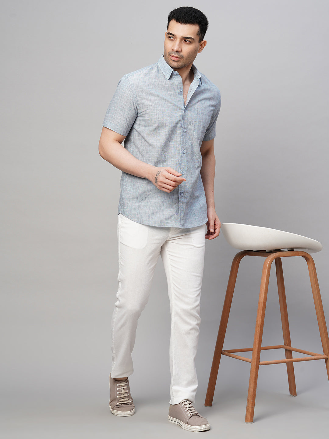 Men's Aqua Cotton Regular Fit Shirt