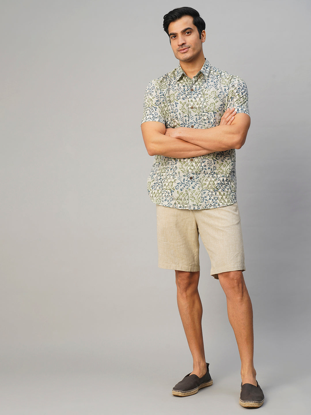 Men's Cotton Hand Block Printed Regular Fit Multi Shirt
