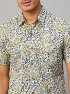 Men's Cotton Hand Block Printed Regular Fit Multi Shirt