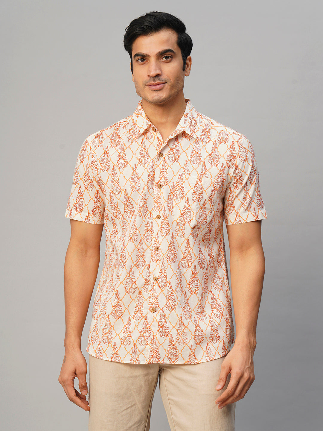 Men's Brown Cotton Regular Fit Shirt