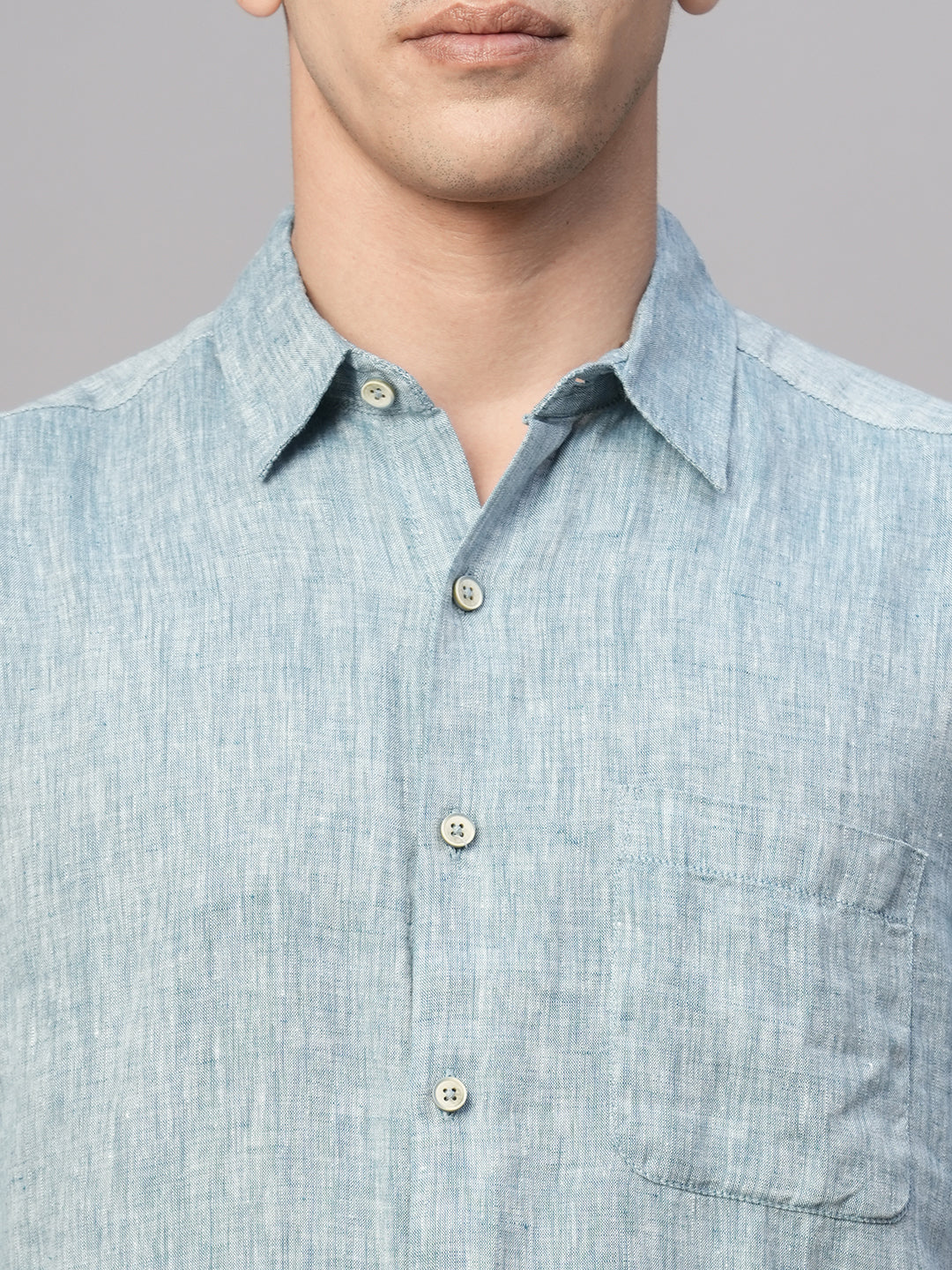 Men's Dk Blue 100% Linen Regular Fit Shirt