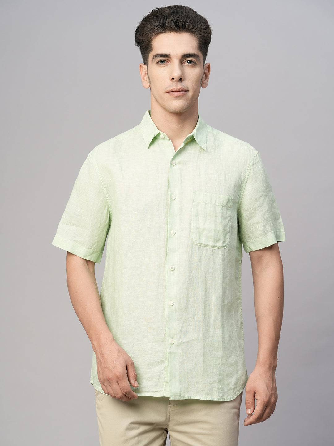 Men's Mint Linen Regular Fit Shirt