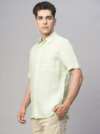Men's Mint 100% Linen Regular Fit Shirt