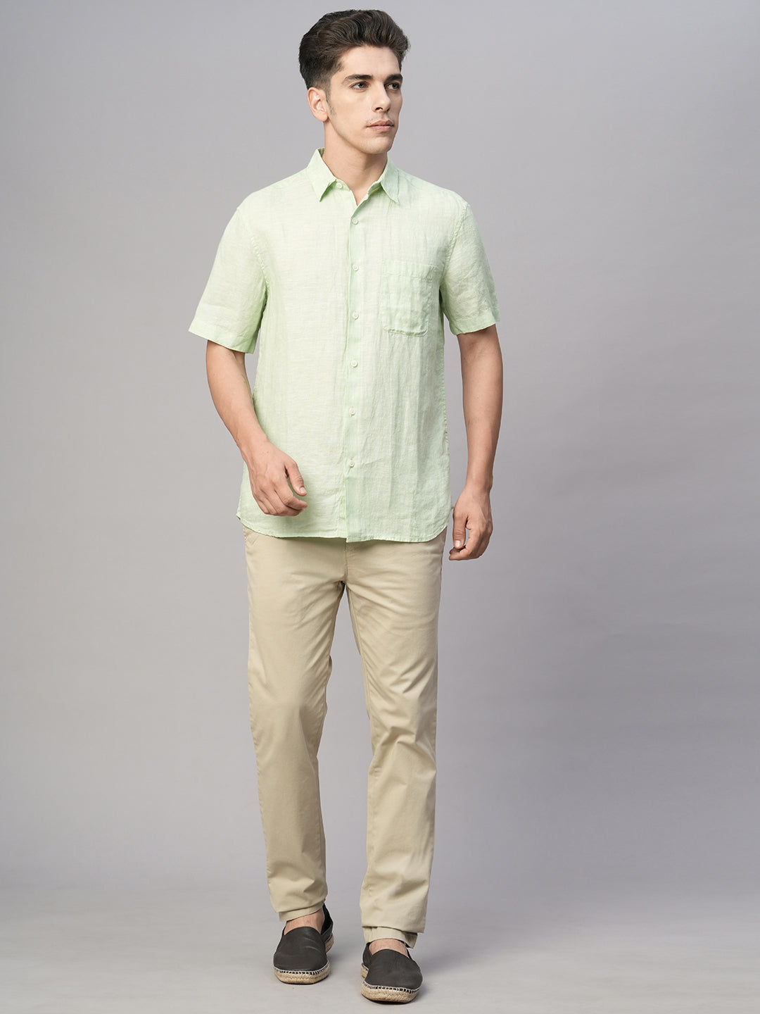 Men's Mint 100% Linen Regular Fit Shirt