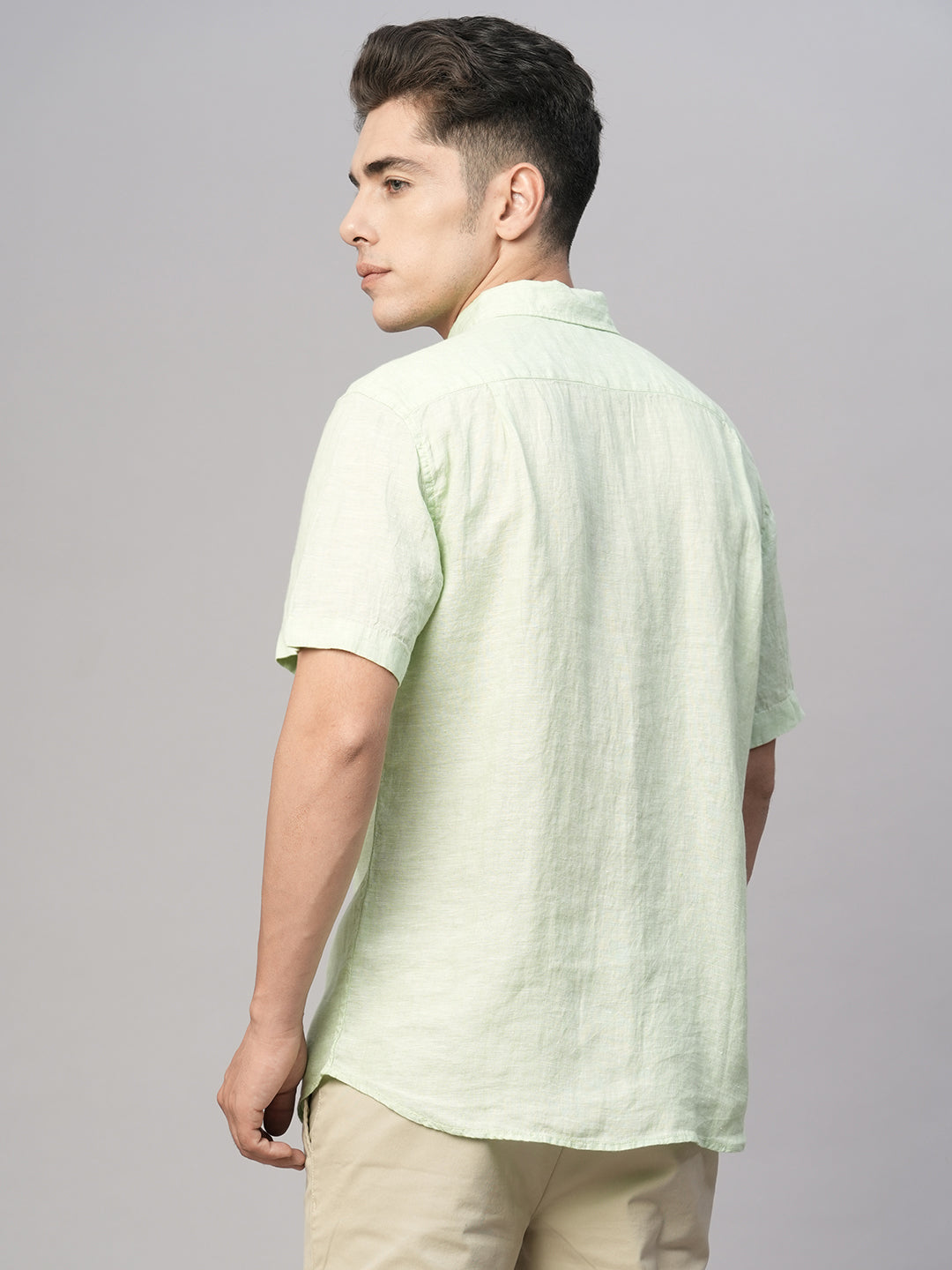 Men's Mint 100% Linen Regular Fit Shirt