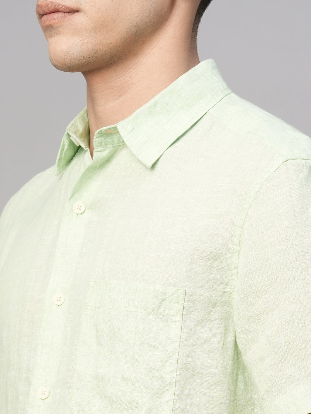 Men's Mint 100% Linen Regular Fit Shirt