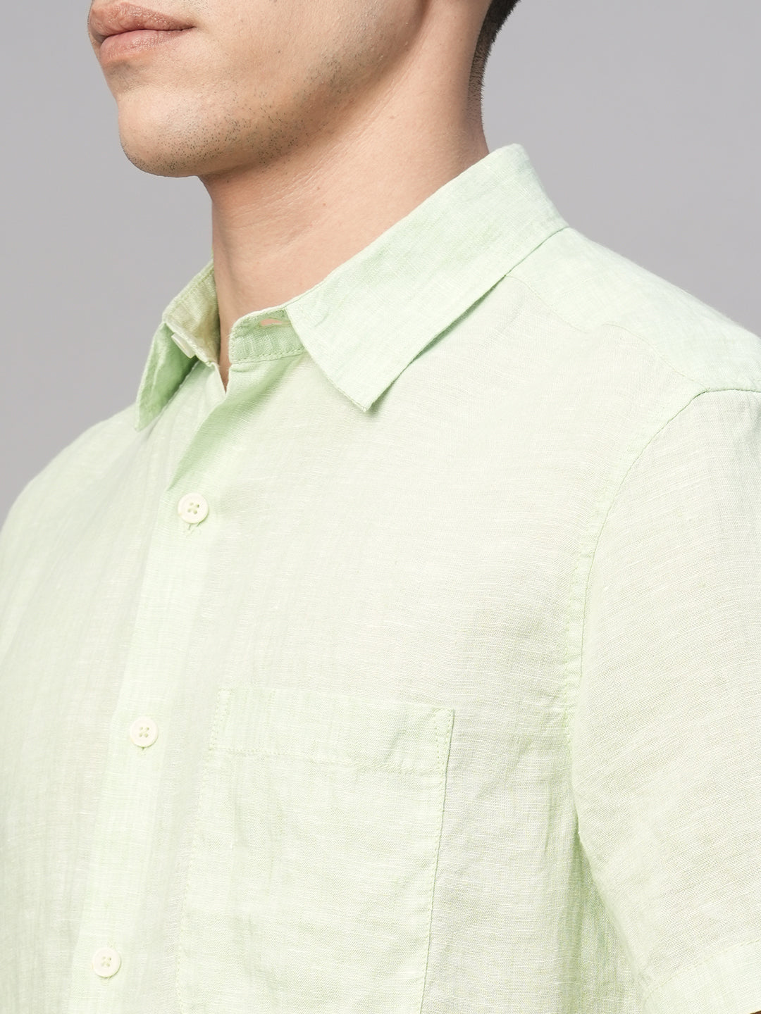 Men's Mint 100% Linen Regular Fit Shirt