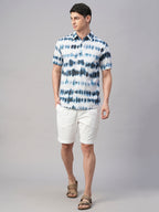 Men's White/Navy 100% Cotton Regular Fit Shirt